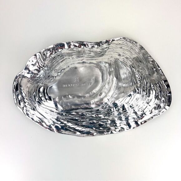 BEATRIZ BALL Oyster Bowl Ocean Platter 15” Aluminum With Two Spoons - Picture 7 of 16